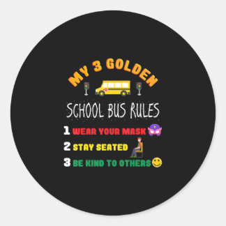 schoolbusregels voor studenten Funny School Bus Ronde Sticker