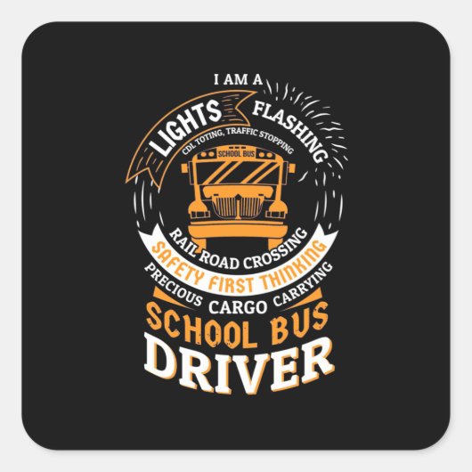 Schoolbusverlichting knippert vierkante sticker (Voorkant)