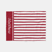 Schooldagen Rood en Wit Ticking Stripe Fleece Deken (Voorkant (Horizontaal))