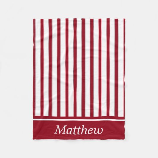 Schooldagen Rood en Wit Ticking Stripe Fleece Deken (Voorkant)