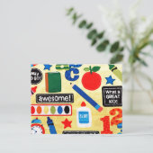 Schooldagen Stof Print Briefkaart (Staand voorkant)