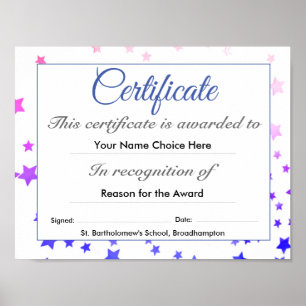 Schooldiploma of -onderscheiding voor kinderen poster