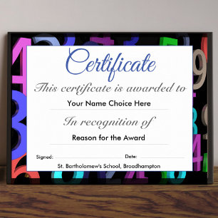 Schooldiploma of -onderscheiding voor kinderen poster