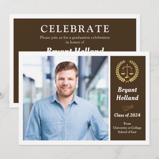 Schoolfotograaf: Brown & Gold Law School Kaart (Voorkant / Achterkant)