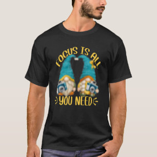 Schoolfotograaf en focuscitaat met camera GN T-shirt