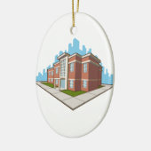 Schoolgebouw Keramisch Ornament (Links)