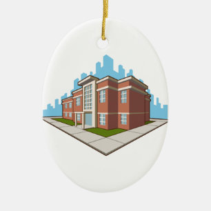 Schoolgebouw Keramisch Ornament