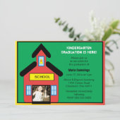 Schoolhouse Afstuderen Invitation Kaart (Staand voorkant)