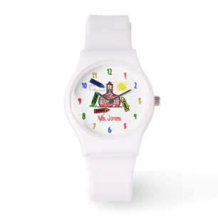 Schoolhuis & Crayons Sportieve leraar horloge