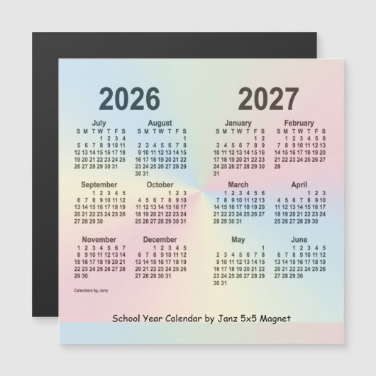 Schooljaar 2026-2027 Rainbow-agenda van Janz (Voorkant / Achterkant)