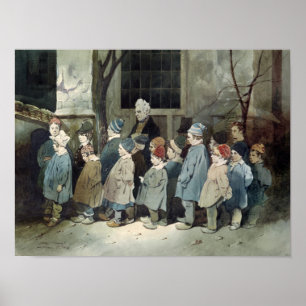 Schooljongens op de speelplaats poster