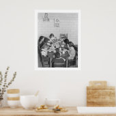 Schoolkinderen die luiaard eten - Vintage Poster (Keuken)
