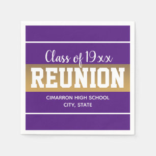 Schoolklasse Reunion Elk jaar Paars Gold Napkins Servet