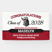 Schoolkleuren met Mascot-Afstuderen Spandoek (Horizontaal)