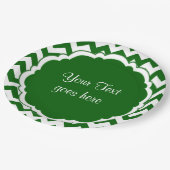Schoolkleuren-Monogram Chevron Green-White- Papieren Bordje (Gekanteld)