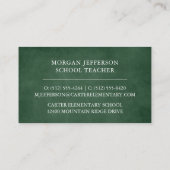 Schoolleraar Groen Chalkboard Modern Visitekaartje (Achterkant)