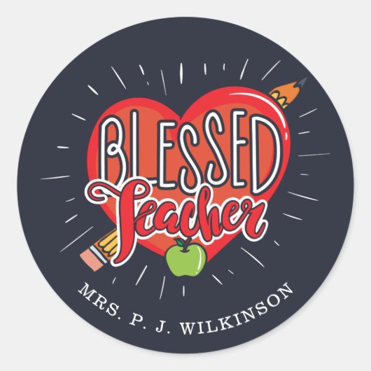 Schoolleraar hartpotlood Apple Custom Ronde Sticker (Voorkant)