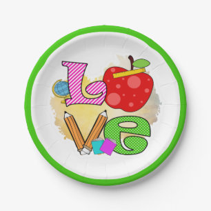 Schoolleraar liefdesonderwijs leraar leerlingenkin papieren bordje