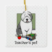 Schoolleraar Oude Engelse schapenhond (grijs 1) Keramisch Ornament (Voorkant)