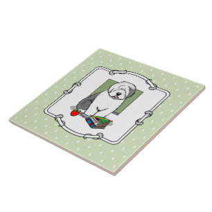 Schoolleraar Oude Engelse schapenhond (grijs 1) Tegeltje