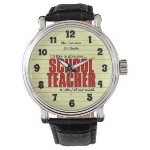 Schoolleraar Piece of Mind Funny Custom Horloge