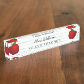 Schoolleraar Red Apple Ruled Lined Naambordje (Zijkant)