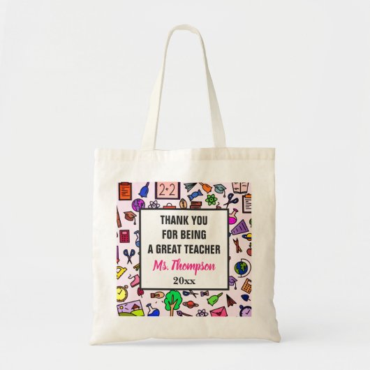Schoolleraar waardering bedankt tote bag (Voorkant)