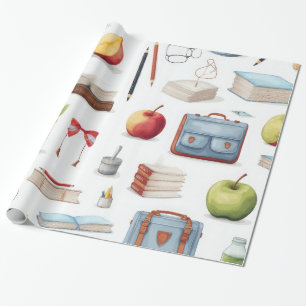 Schoolleraarspatroon kleurrijk cadeaupapier