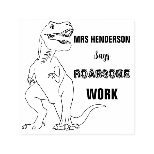 Schoolleraren Naam Dinosaur Roarsome Work Zelfinktende Stempel (Design)