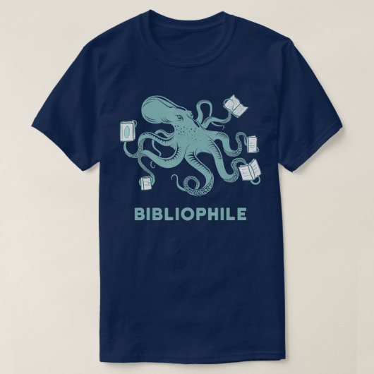 Schoollibrarian Gift Octopus Reading Book Lover T-shirt (Design voorkant)