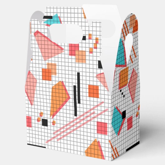 Schoolloze geometrische memphis vormt patroon s bedankdoosjes (Geopend)