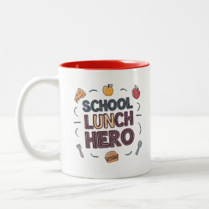 schoollunchheld tweekleurige koffiemok