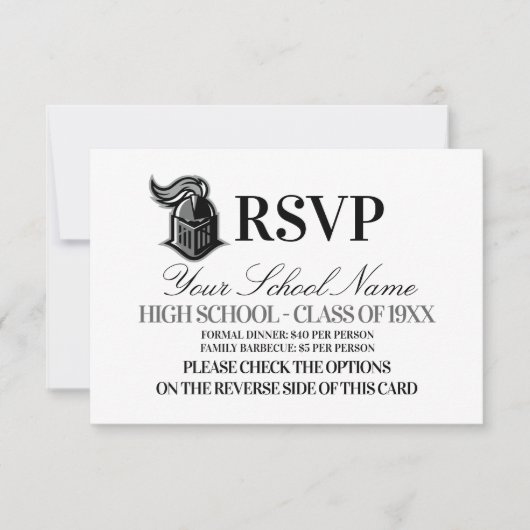 Schoolmascot class Reunion RSVP Kaartje (Voorkant)