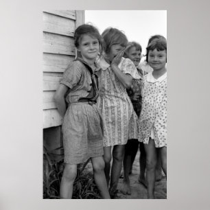 Schoolmeisjes in Grote Depressie, jaren '30 Poster