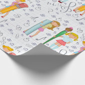 Schoolmeisjes met Oversized School Stationery Cadeaupapier