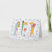 Schoolmeisjes met Oversized School Stationery Kaart (Voorkant)