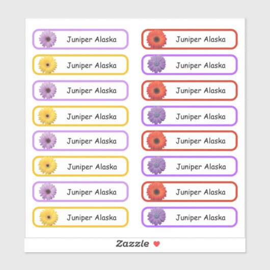 Schoolnaamlabels stickers Flowers Design (Vel)