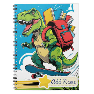 Schoolnotitieboek met bewerkbare dinosaurus – Boek Notitieboek