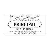Schoolontwerp met appels 	rubberstempel (Afrduk)