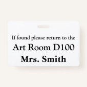 Schoolpas met kleurrijke en vun badge (Achterkant)