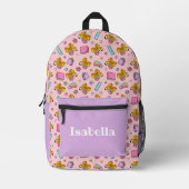 Schoolpatroon Custom Pink en Paarse Bedrukte Rugzak (Voorkant)