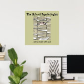 Schoolpsycholoog begraven in papierwerk (afdrukken poster (Thuiskantoor)