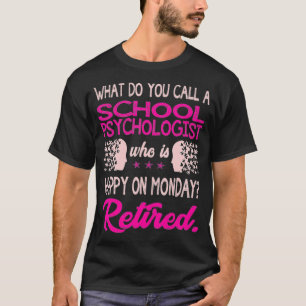 Schoolpsycholoog die blij is op maandag in ruste t-shirt