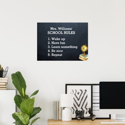 schoolregels Chalkboard klaslokaal Poster (Thuiskantoor)