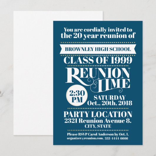 Schoolreünie ontwerp uitnodiging (Voorkant / Achterkant)