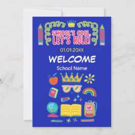 "School's cool let's rule" motivatie citeert Feestdagenkaart