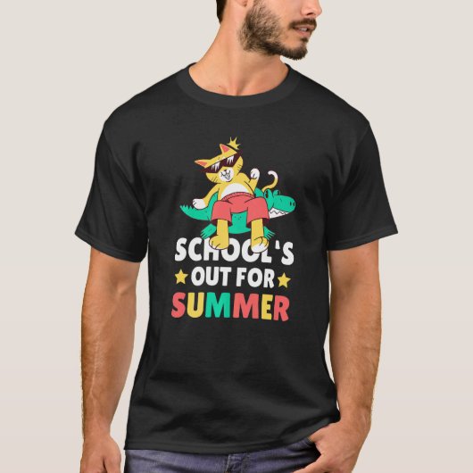 School's out of Summer with a Cat for School T-shirt (Voorkant)