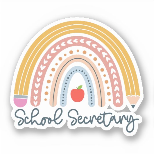 Schoolsecretaris Rainbow administratief medewerker Sticker (Voorkant)