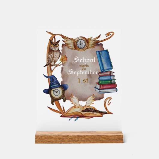  schooluil in Waterverf stijl Acryl Bord (Voorkant)