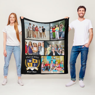 Schoolverlater Fotoherinneringcollage Dekbed Fleece Deken